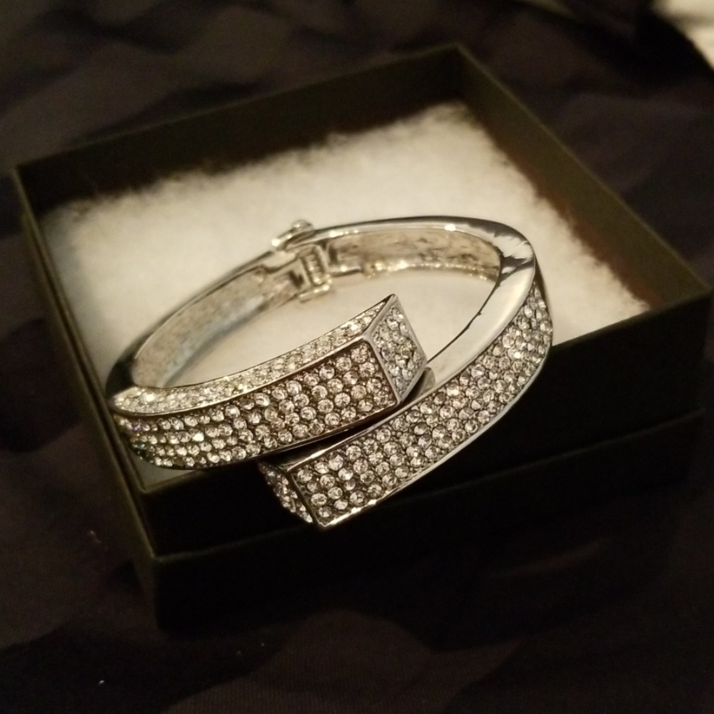 Silver & rhinestone cuff bracelet